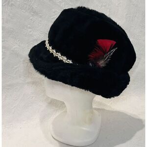 Traveler Country Gentleman Hat Faux‎ Fur Red Feather Mens Medium Union Made Vtg